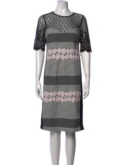 Pre-owned Teri Jon Patterned Knee-length Dress In Black
