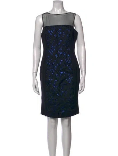 Pre-owned Teri Jon Patterned Knee-length Dress In Black