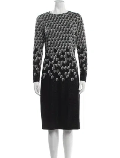 Pre-owned Teri Jon Patterned Knee-length Dress In Black