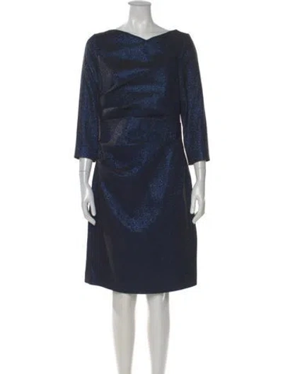 Pre-owned Teri Jon Patterned Knee-length Dress In Blue