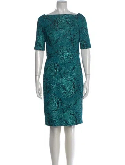 Pre-owned Teri Jon Patterned Knee-length Dress In Blue