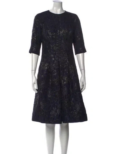 Pre-owned Teri Jon Patterned Knee-length Dress In Blue