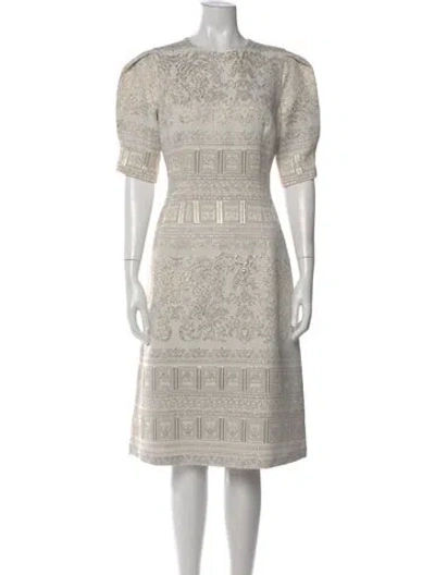 Pre-owned Teri Jon Patterned Knee-length Dress In Neutral