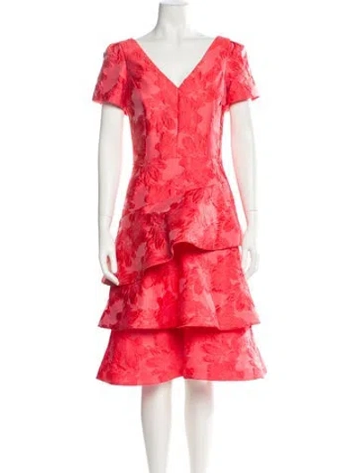 Pre-owned Teri Jon Patterned Knee-length Dress In Red