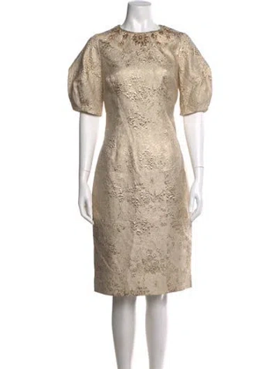 Pre-owned Teri Jon Patterned Knee-length Dress W/ Tags In Gold