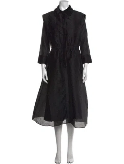 Pre-owned Teri Jon Patterned Long Dress In Black