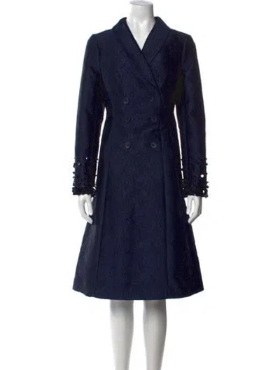 Pre-owned Teri Jon Patterned Long Dress In Blue