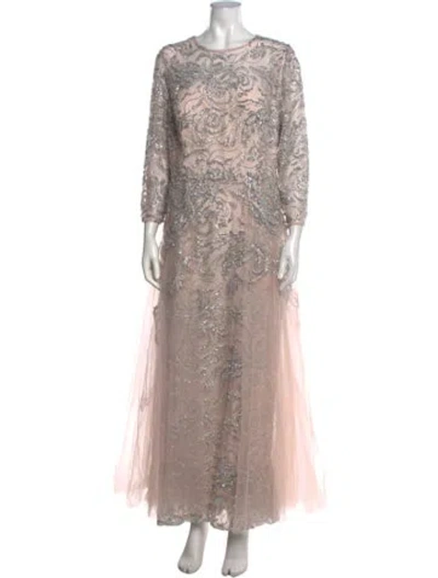 Pre-owned Teri Jon Patterned Long Dress In Multicolor