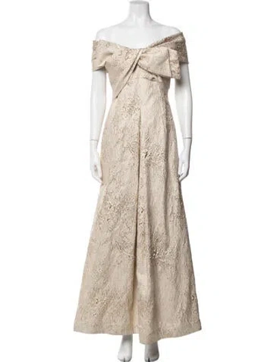 Pre-owned Teri Jon Patterned Long Dress In Multicolor
