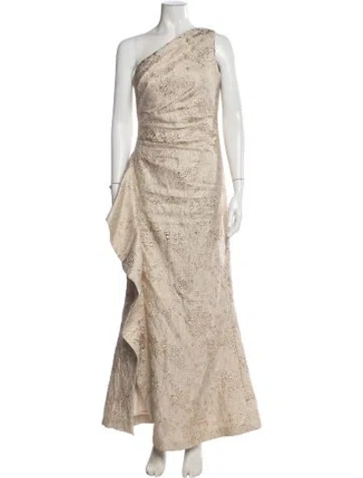 Pre-owned Teri Jon Patterned Long Dress In Neutral
