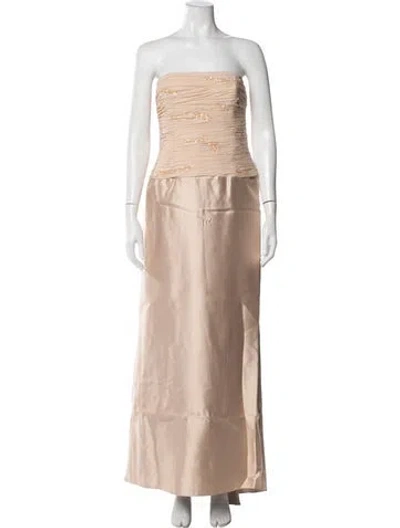 Pre-owned Teri Jon Patterned Long Dress In Neutrals
