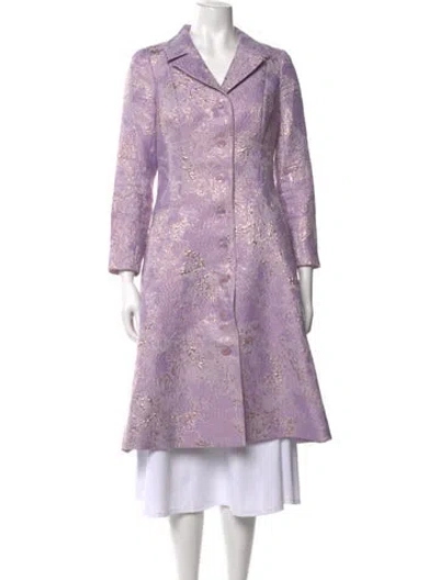 Pre-owned Teri Jon Patterned Long Dress In Purple