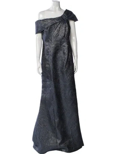 Pre-owned Teri Jon Patterned Long Dress W/ Tags In Blue