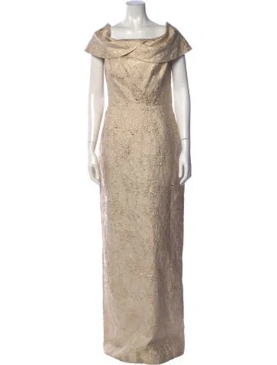 Pre-owned Teri Jon Patterned Long Dress W/ Tags In Neutral