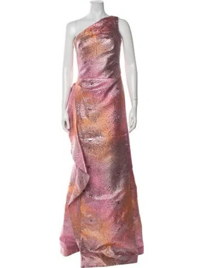 Pre-owned Teri Jon Patterned Long Dress W/ Tags In Pink