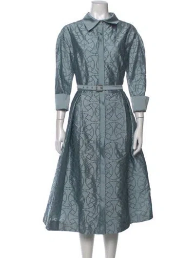 Pre-owned Teri Jon Patterned Midi Length Dress In Blue