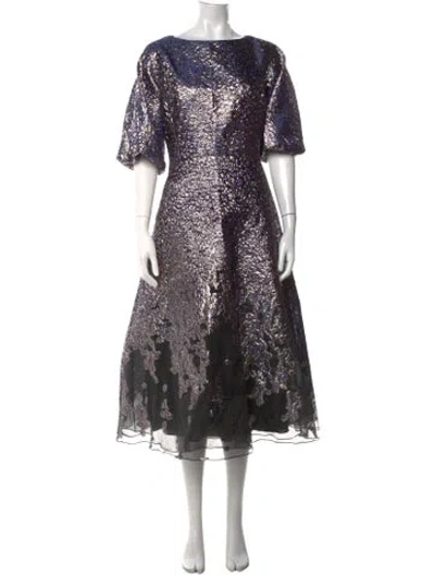 Pre-owned Teri Jon Patterned Midi Length Dress In Multicolor