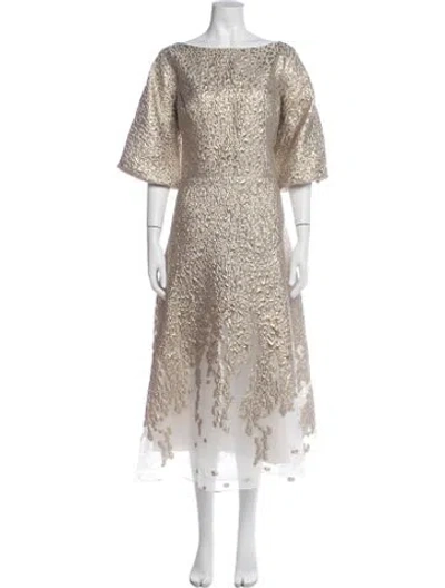 Pre-owned Teri Jon Patterned Midi Length Dress W/ Tags In Multi