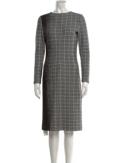 Pre-owned Teri Jon Plaid Print Knee-length Dress In Black