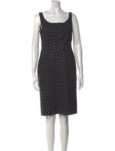 Pre-owned Teri Jon Polka Dot Print Knee-length Dress In Black