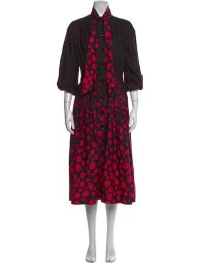 Pre-owned Teri Jon Polka Dot Print Long Dress In Black