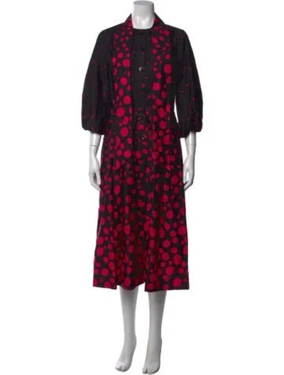 Pre-owned Teri Jon Polka Dot Print Long Dress In Black