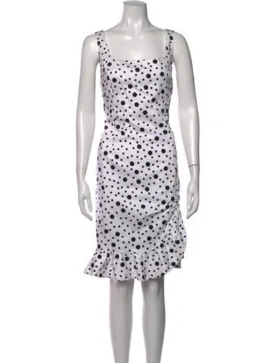 Pre-owned Teri Jon Polka Dot Print Mini Dress In White