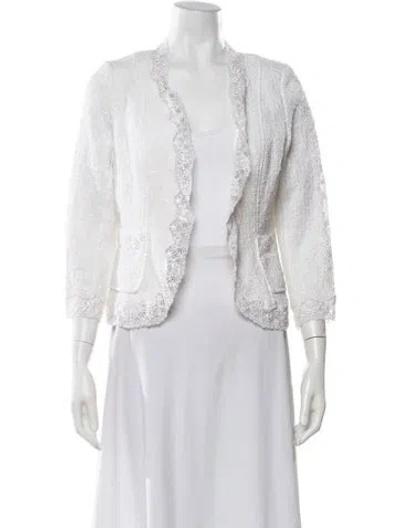 Pre-owned Teri Jon Printed Evening Jacket W/ Tags In White