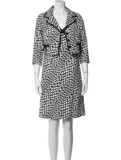 Pre-owned Teri Jon Printed Grosgrain Trim Dress Set In White