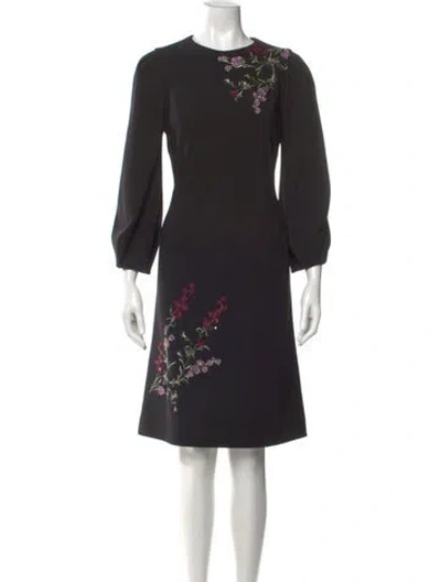 Pre-owned Teri Jon Printed Knee-length Dress In Black