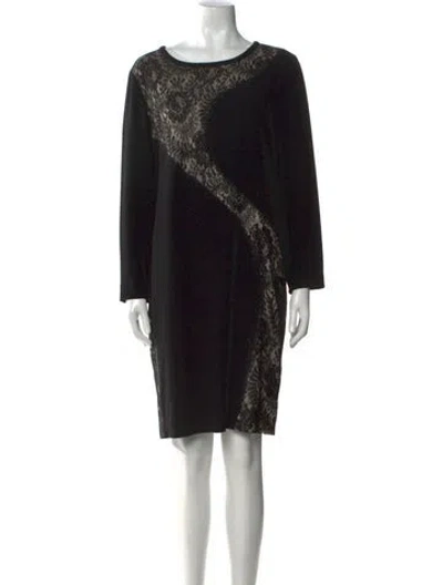 Pre-owned Teri Jon Printed Knee-length Dress In Black