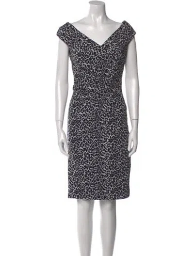 Pre-owned Teri Jon Printed Knee-length Dress In Black
