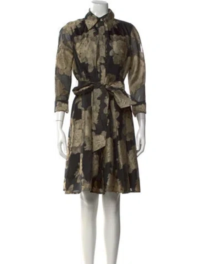 Pre-owned Teri Jon Printed Knee-length Dress In Black