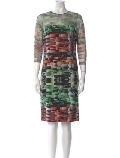 Pre-owned Teri Jon Printed Knee-length Dress In Black