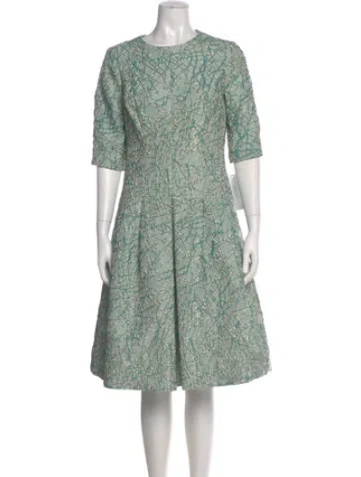 Pre-owned Teri Jon Printed Knee-length Dress In Blue