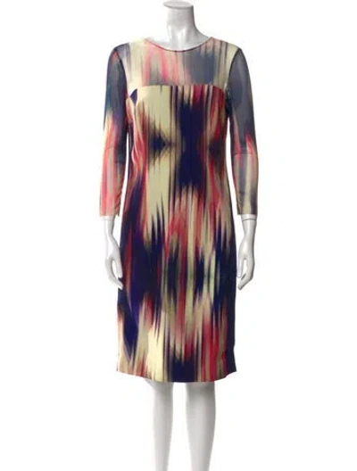 Pre-owned Teri Jon Printed Knee-length Dress In Blue