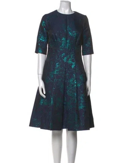 Pre-owned Teri Jon Printed Knee-length Dress In Blue