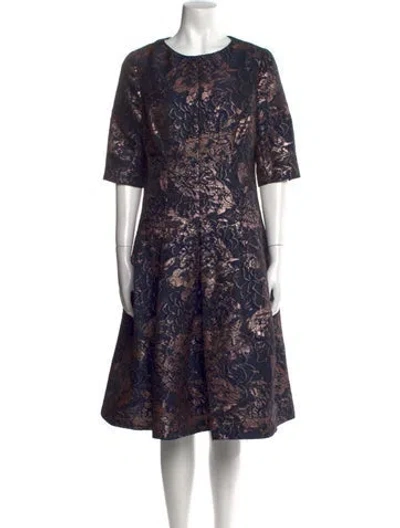 Pre-owned Teri Jon Printed Knee-length Dress In Blue