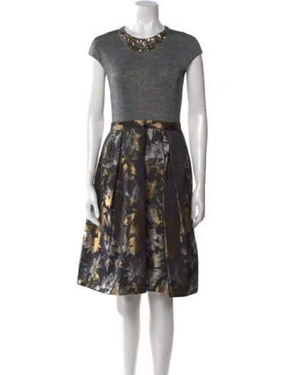 Pre-owned Teri Jon Printed Knee-length Dress In Multi