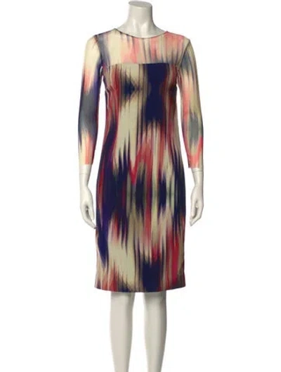 Pre-owned Teri Jon Printed Knee-length Dress In Multi