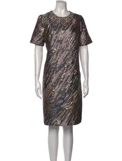 Pre-owned Teri Jon Printed Knee-length Dress In Multi