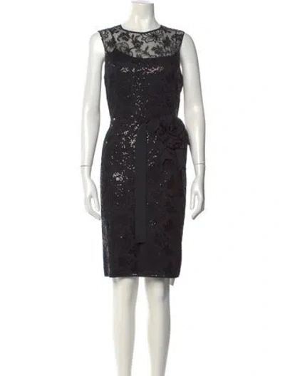 Pre-owned Teri Jon Printed Knee-length Dress In Multi