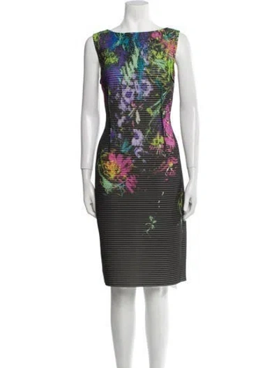 Pre-owned Teri Jon Printed Knee-length Dress In Multicolor