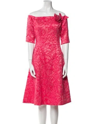 Pre-owned Teri Jon Printed Knee-length Dress In Pink