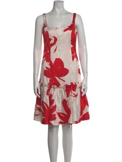 Pre-owned Teri Jon Printed Knee-length Dress In Red
