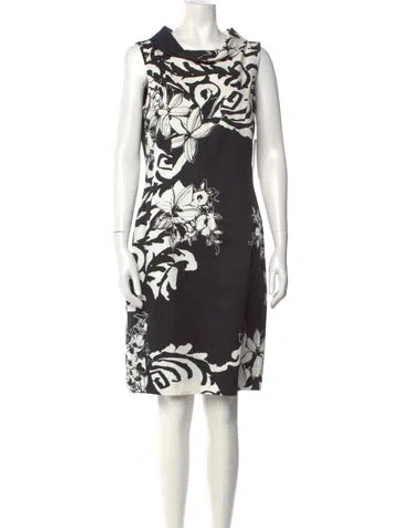 Pre-owned Teri Jon Printed Knee-length Dress In White