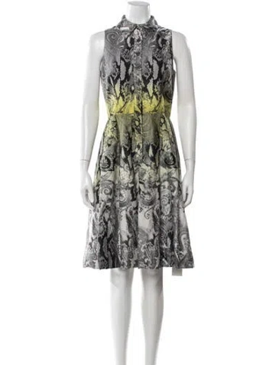 Pre-owned Teri Jon Printed Knee-length Dress In Yellow