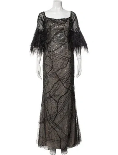 Pre-owned Teri Jon Printed Long Dress In Multi