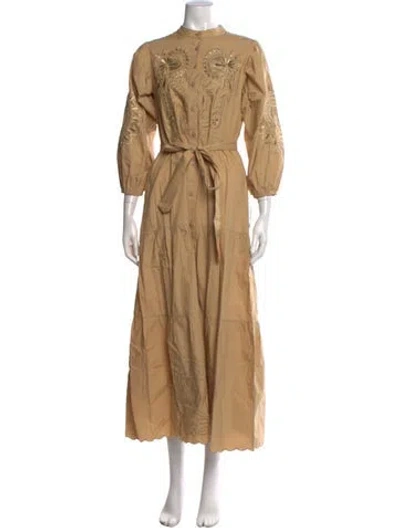 Pre-owned Teri Jon Printed Long Dress W/ Tags In Neutral
