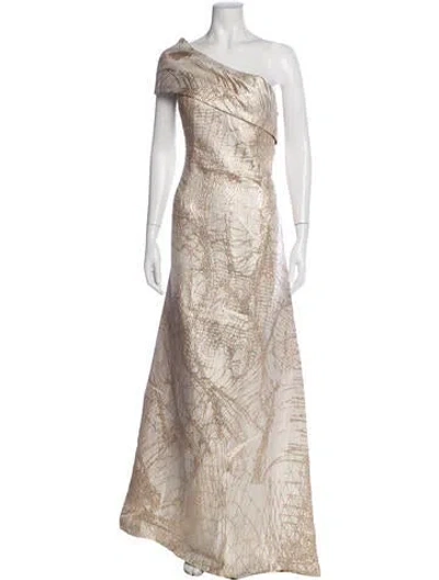 Pre-owned Teri Jon Printed Long Dress W/ Tags In Neutrals